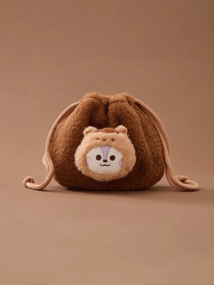BT21 BABY MORE FLUFFY FACE PLUSH STRING POUCH