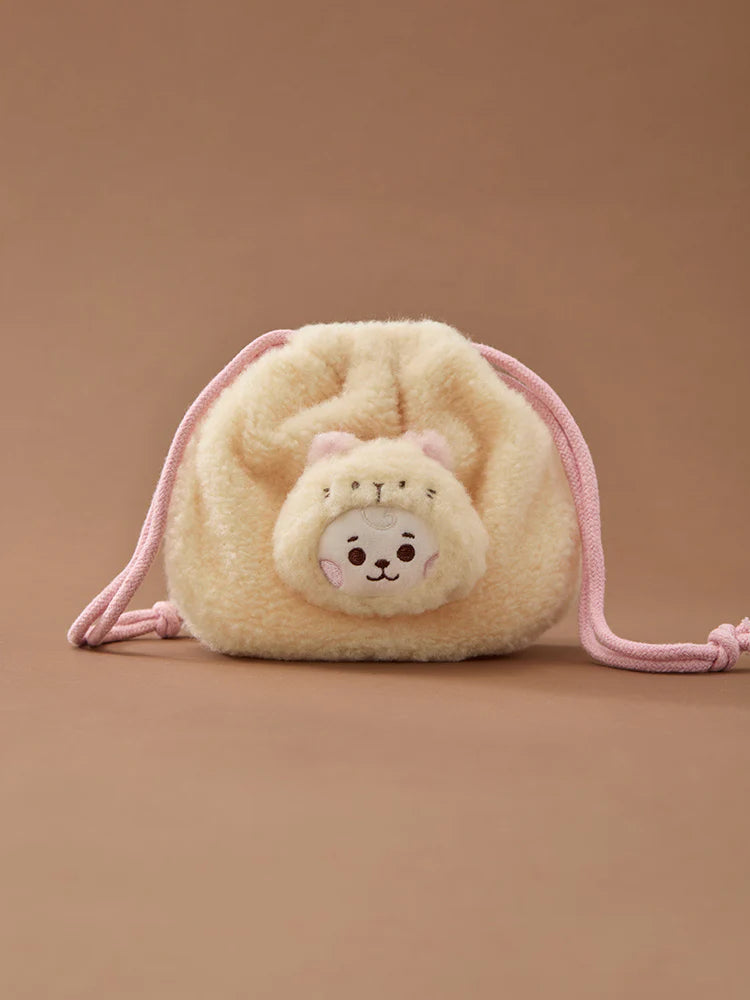 BT21 BABY MORE FLUFFY FACE PLUSH STRING POUCH