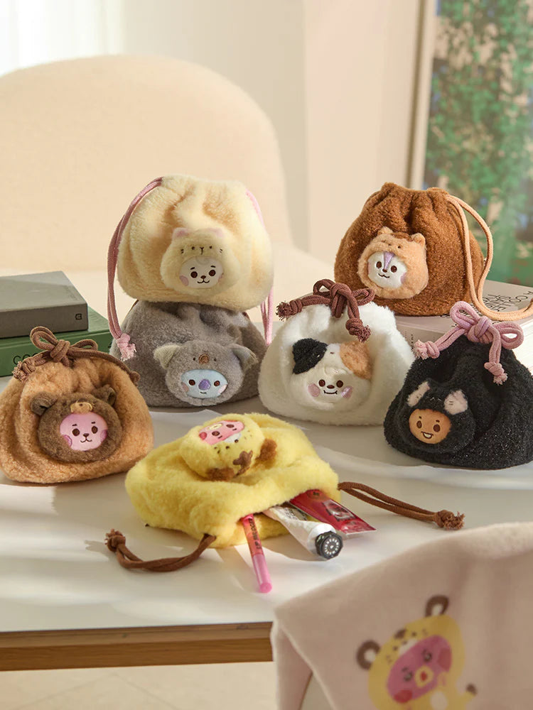 BT21 BABY MORE FLUFFY FACE PLUSH STRING POUCH