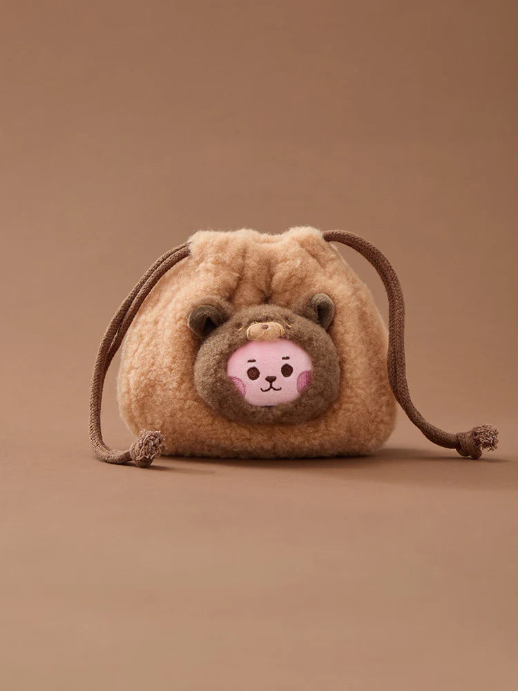 BT21 BABY MORE FLUFFY FACE PLUSH STRING POUCH