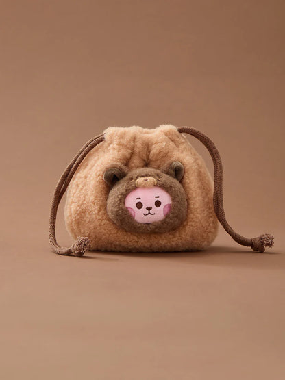 BT21 BABY MORE FLUFFY FACE PLUSH STRING POUCH