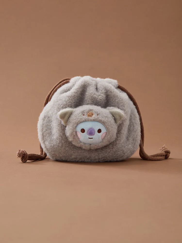 BT21 BABY MORE FLUFFY FACE PLUSH STRING POUCH